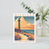 Michigan de Grote Meren Staat Verenigde Staten Tra Briefkaart (Staand voorkant)