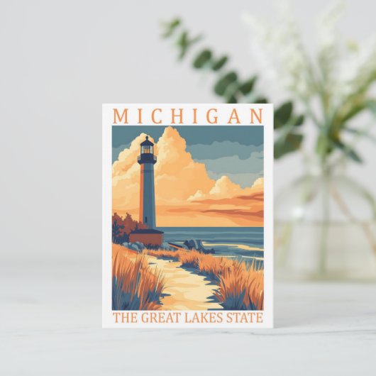 Michigan de Grote Meren Staat Verenigde Staten Tra Briefkaart (Staand voorkant)