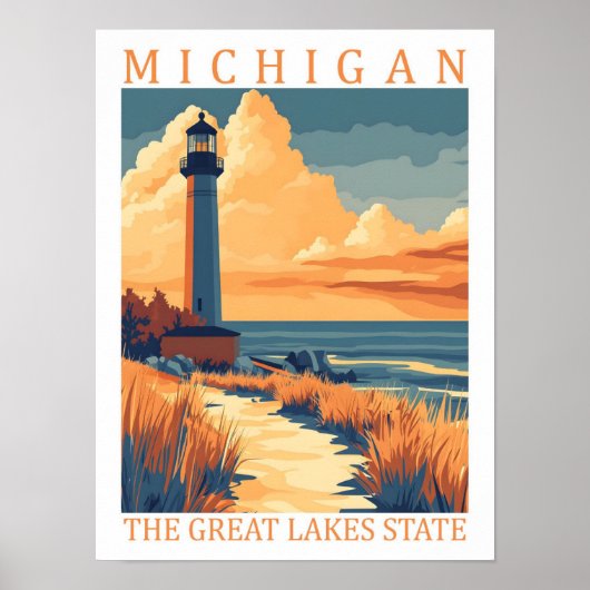 Michigan de Grote Meren Staat Verenigde Staten Tra Poster (Voorkant)