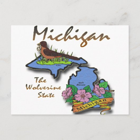 Michigan de Wolverine Staat Robin Apple Briefkaart (Voorkant)