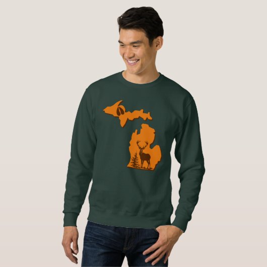 Michigan Deer Hunter Forest Groene Sweatshirt (Voorkant volledig)