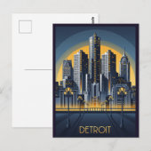 Michigan Detroit Art Deco Style Briefkaart (Voorkant / Achterkant)