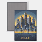 Michigan Detroit Art Deco Style Magneet (Voorkant / Achterkant)