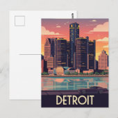 Michigan Detroit Reizen Briefkaart (Voorkant / Achterkant)