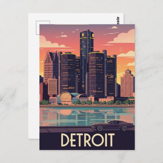 Michigan Detroit Reizen Briefkaart (Voorkant / Achterkant)