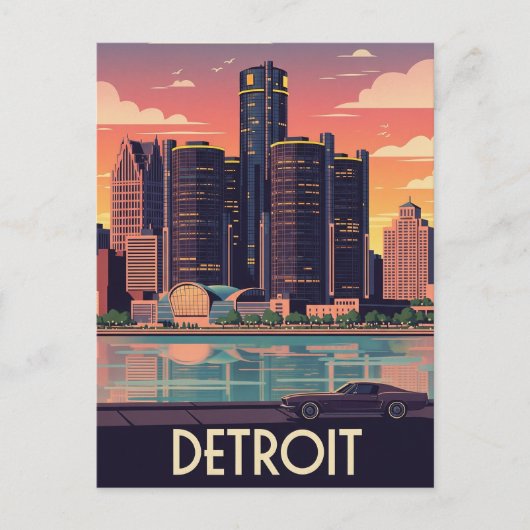 Michigan Detroit Reizen Briefkaart (Voorkant)