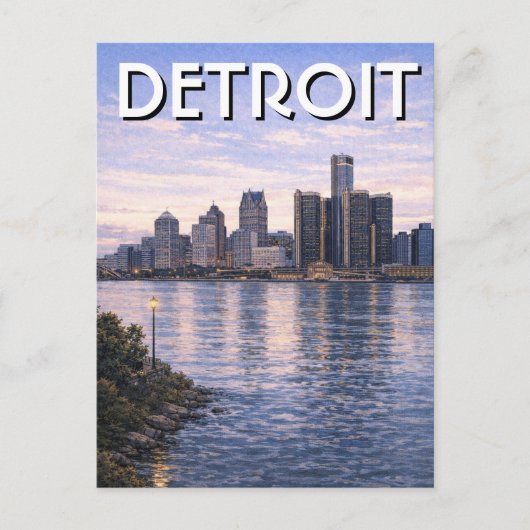 Michigan Detroit Silhouette Reizen Briefkaart (Voorkant)