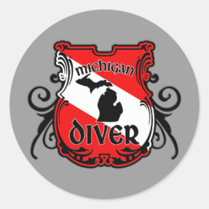 Michigan Diver Ronde Sticker