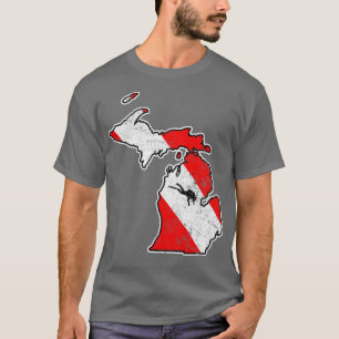 Michigan Duiken Vlag Duiken State Kaart Duiken Fla T-shirt