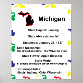 Michigan Educational Fact US State Poster