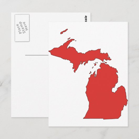 Michigan: Een RODE Staat Briefkaart (Voorkant / Achterkant)