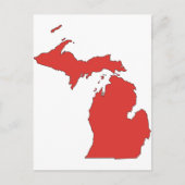 Michigan: Een RODE Staat Briefkaart (Voorkant)