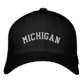 Michigan Embroiged Flexfit Wool Pet Black (Voorkant)