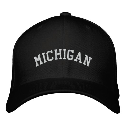 Michigan Embroiged Flexfit Wool Pet Black (Voorkant)