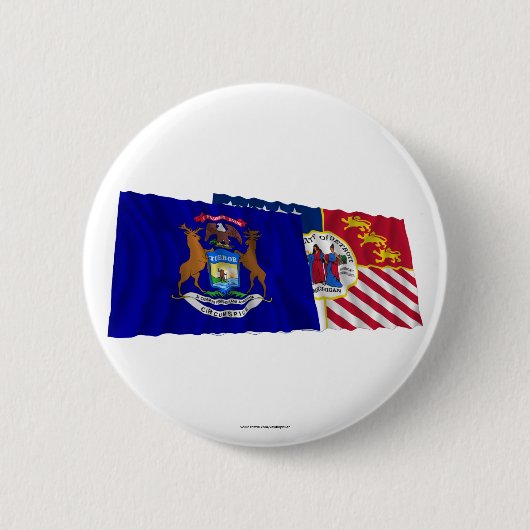 Michigan en Detroit Flags Ronde Button 5,7 Cm (Voorkant)
