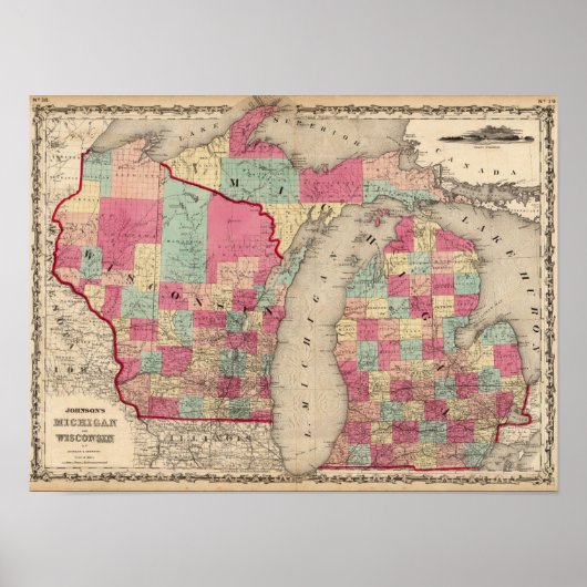 Michigan en Wisconsin Poster (Voorkant)