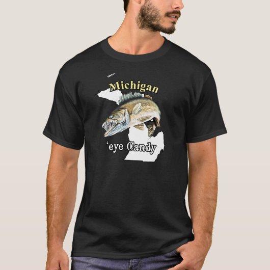 Michigan 'Eye Snoep Funny Walleye Vist T-Shirt (Voorkant)