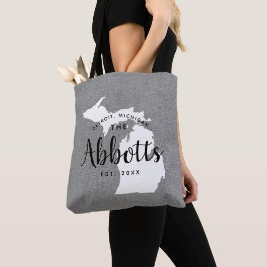 Michigan Family Monogram State Canvas tas (Dichtbij)