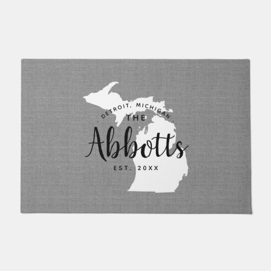 Michigan Family Monogram State Doormat Deurmat (Voorkant)