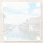 Michigan Fish Town Painting Glazen Onderzetter (Achterkant)