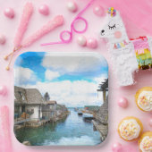 Michigan Fish Town Painting Papieren Bordje (Feest)