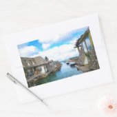 Michigan Fish Town Painting Rechthoekige Sticker (Envelop)