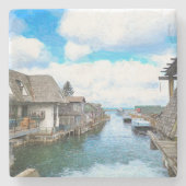 Michigan Fish Town Painting Stenen Onderzetter (Voorkant)