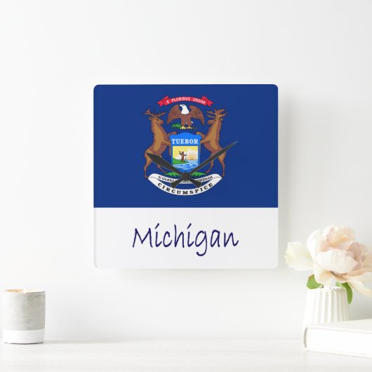 Michigan Flag en naam Vierkante Klok (Huis)