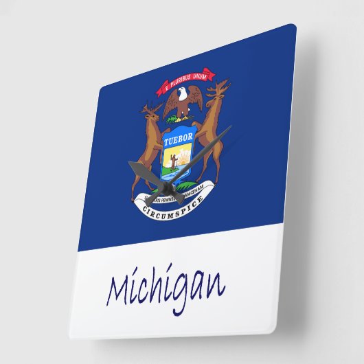 Michigan Flag en naam Vierkante Klok (Hoek)