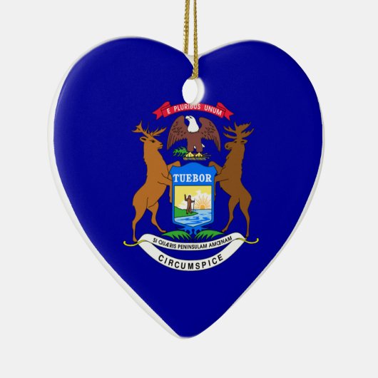 Michigan Flag Heart Keramisch Ornament (Rechts)
