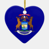Michigan Flag Heart Keramisch Ornament (Voorkant)