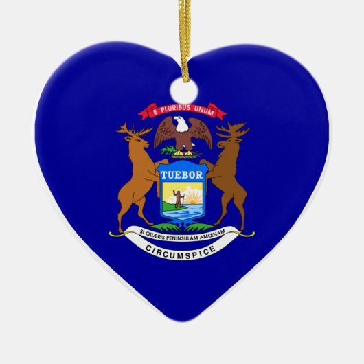 Michigan Flag Heart Keramisch Ornament (Voorkant)