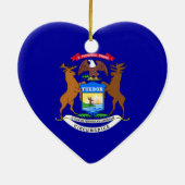 Michigan Flag Heart Keramisch Ornament (Achterkant)