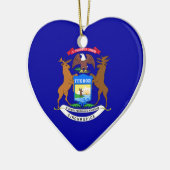 Michigan Flag Heart Keramisch Ornament (Links)