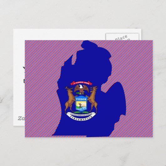 Michigan Flag Map Briefkaart (Voorkant / Achterkant)