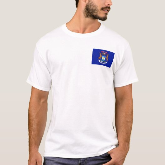 Michigan Flag + Map T-Shirt (Voorkant)