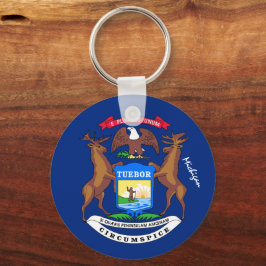 Michigan Flag & Michigan-vakantie, patriotten/spor Sleutelhanger