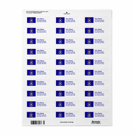 Michigan Flag Retouradres Labels (Full Sheet)