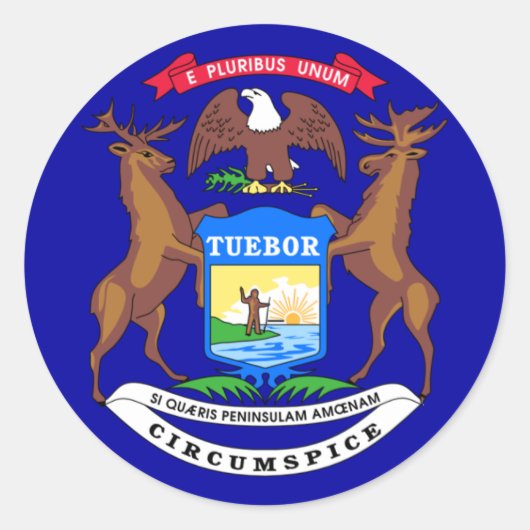 Michigan Flag Ronde Sticker (Voorkant)