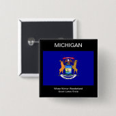 Michigan Flag Vierkante Button 5,1 Cm (Voorkant /achterkant)