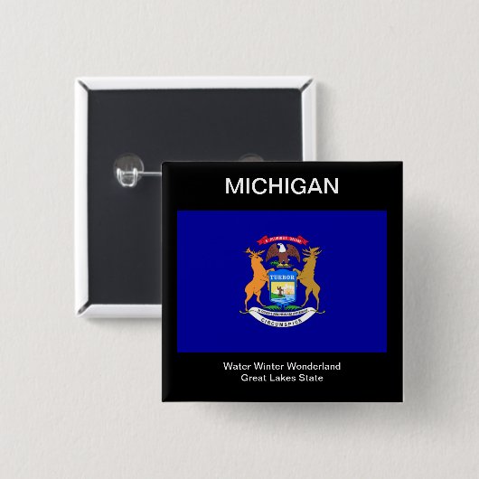 Michigan Flag Vierkante Button 5,1 Cm (Voorkant /achterkant)
