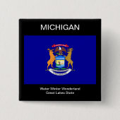 Michigan Flag Vierkante Button 5,1 Cm (Voorkant)