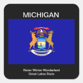 Michigan Flag Vierkante Sticker (Voorkant)