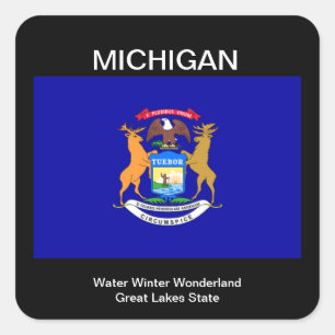 Michigan Flag Vierkante Sticker