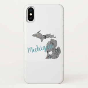 Michigan Floral vulde Silhouette in met "Michigan" Case-Mate iPhone Case