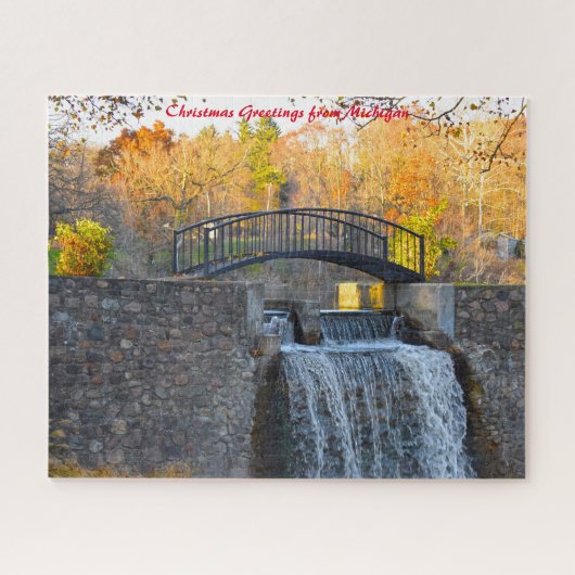 Michigan Footbridge. Kerstgroeten Legpuzzel (Horizontaal)