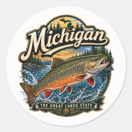Michigan Forel Groot Meren Ronde Sticker (Voorkant)