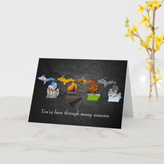 Michigan Four Seasons Jubileum Card Kaart (Gele Bloem)