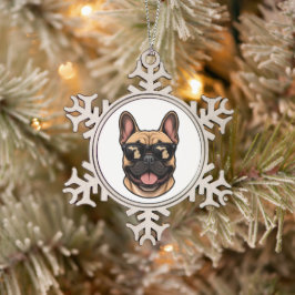 Michigan Franse Bulldog met zonnebril Tin Sneeuwvlok Ornament
