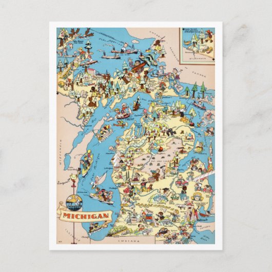 Michigan  Funny Map Briefkaart (Voorkant)